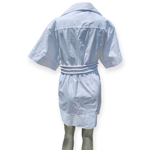 AKNVAS Fiona Rope Belt White Mini Shirtdress - Picture 9 of 13